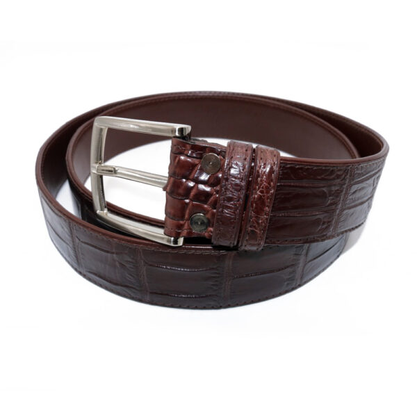 ceinture crocodile boucle fixe marron florence 3