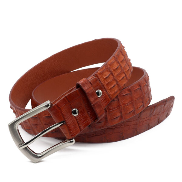 ceinture crocodile double dorsale marron clair 1