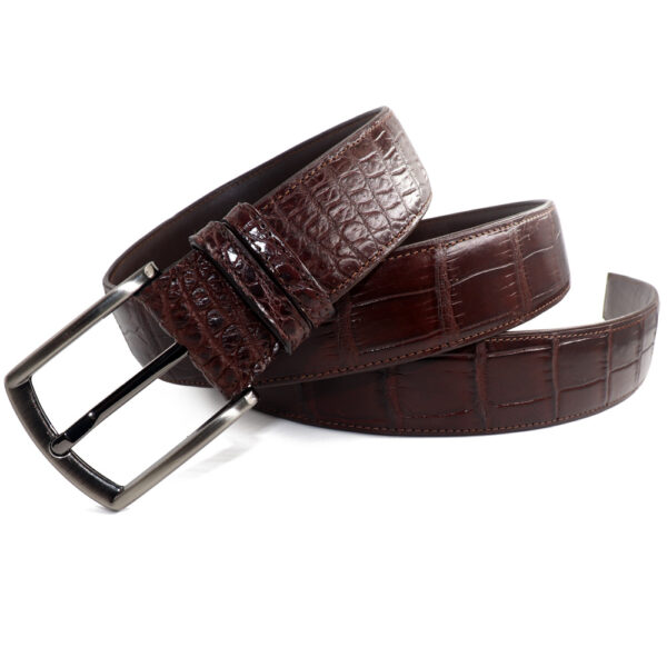 ceinture crocodile marron larges ecailles