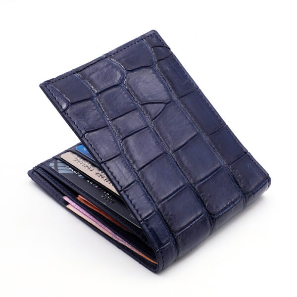 portefeuille crocodile veritable couleur navy 1