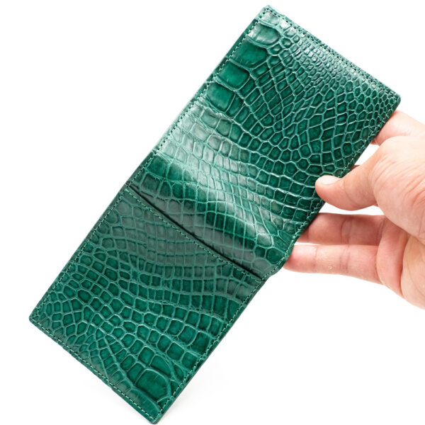 portefeuille crocodile veritable couleur vert emeraude 2