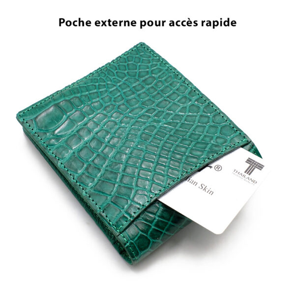 portefeuille crocodile veritable couleur vert emeraude 4